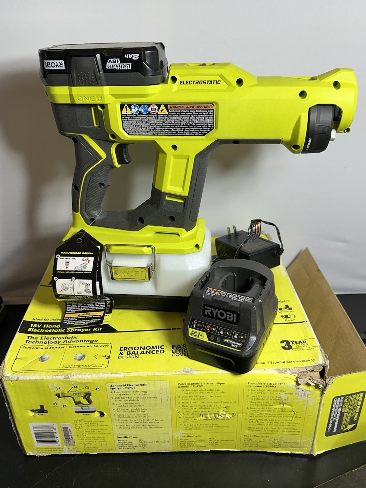 Ryobi PSP02K 18V ONE+ Handheld Electrostatic Sprayer Kit