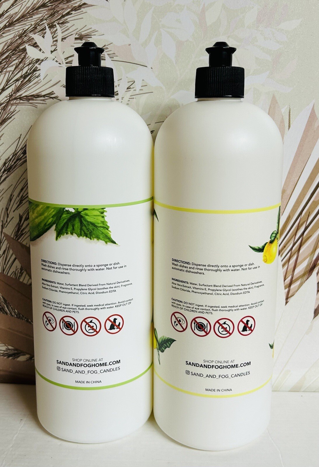 Sand + Fog ~ Lemon Verbena & Cucumber Water Dish Soap 33.8 fl oz Each