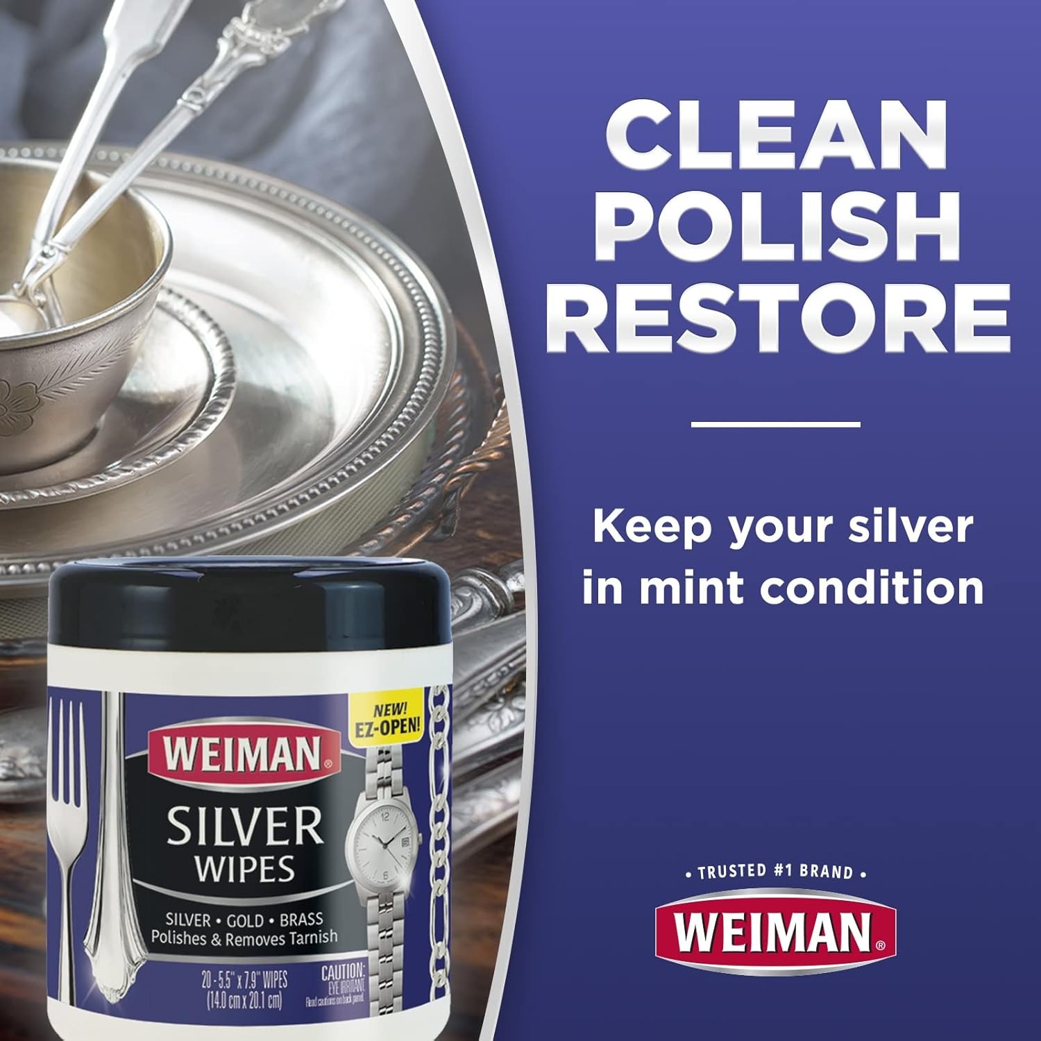 Weiman Jewelry Polish Cleaner, Tarnish Remover Wipes – 20 Count – 20