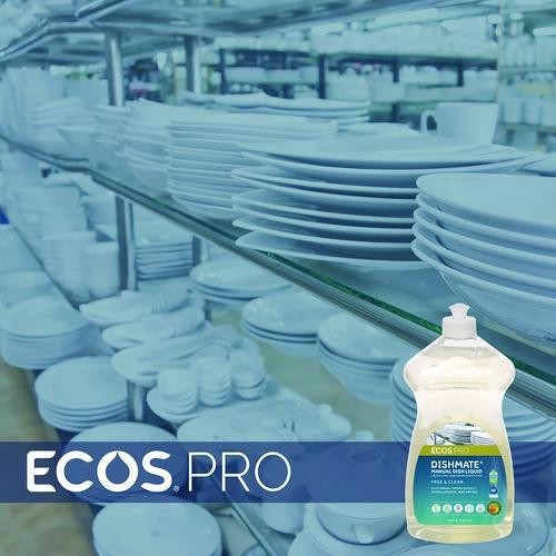 ECOS PRO Dishmate Manual Dish Liquid, Free & Clear, 25 oz Squeeze Bottle, 6/CT
