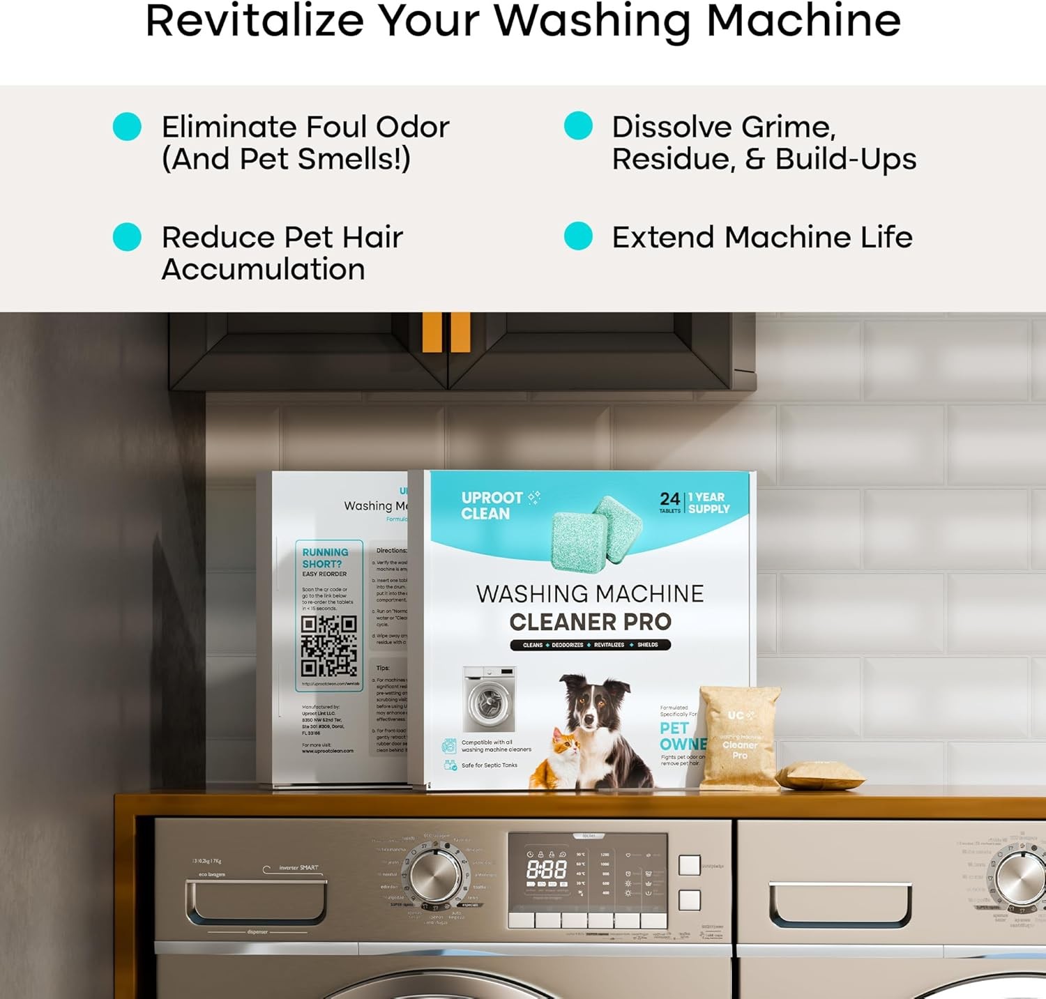 Uproot Clean Washing Machine Cleaner Tablets 24 Pack for a 12 Month Supply. Fo