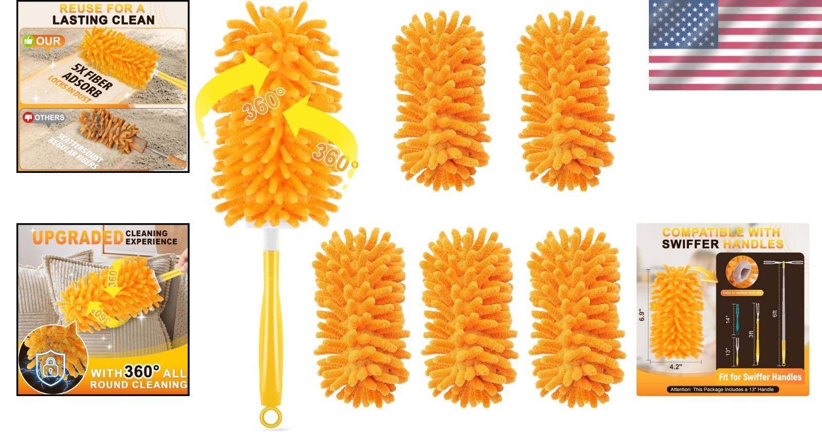 Ultimate 5-Pack Swiffer Duster Refill Kit – Reusable, Lightweight & Eco-Friendly