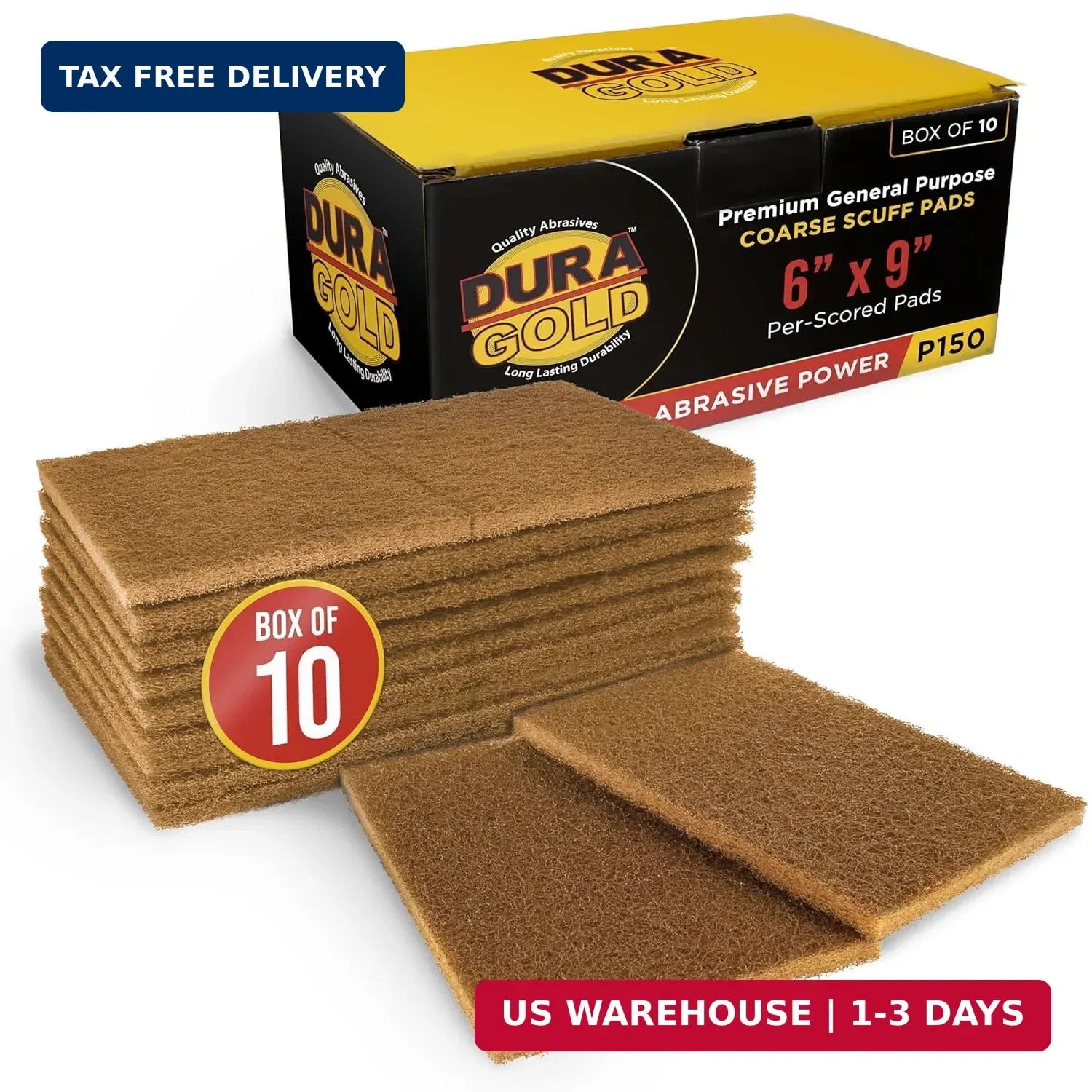 10 PCS Premium Gold Coarse Scuff Pads Surface Prep Auto Wood 6×9 Inch