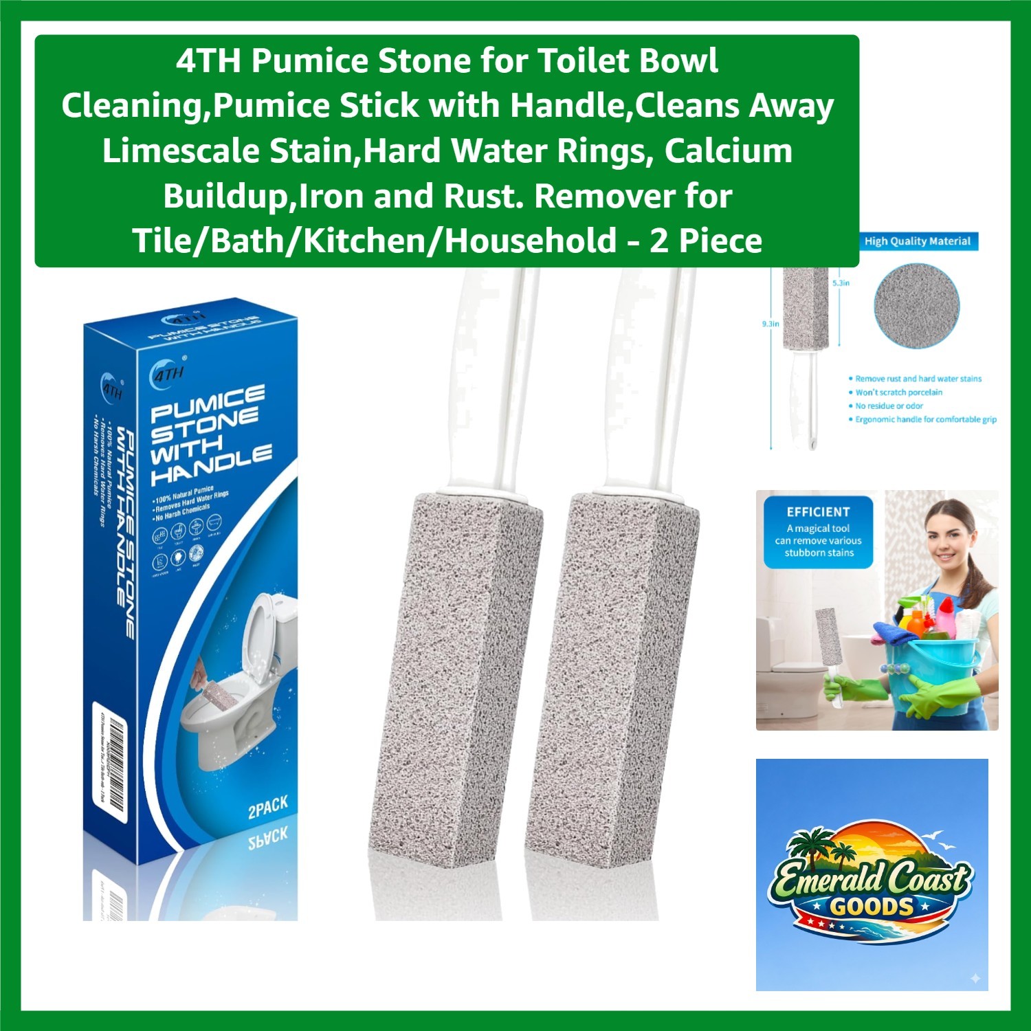 2-Piece Reusable Toilet Cleaning Stone with Handle – Cleans Tough Stains Easily