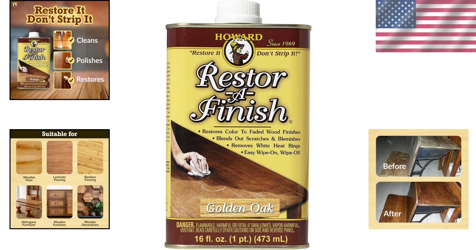 Antique Furniture Care Solution – Restor-A-Finish 16 Fl Oz – Golden Oak