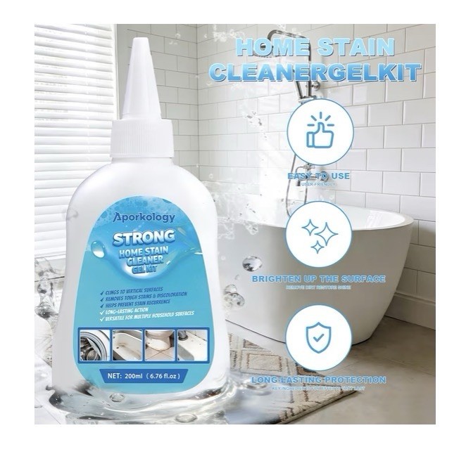Aporkology Strong Stain Remover Gel 200ml Multi-Surface Kit w/ Brush & Gloves