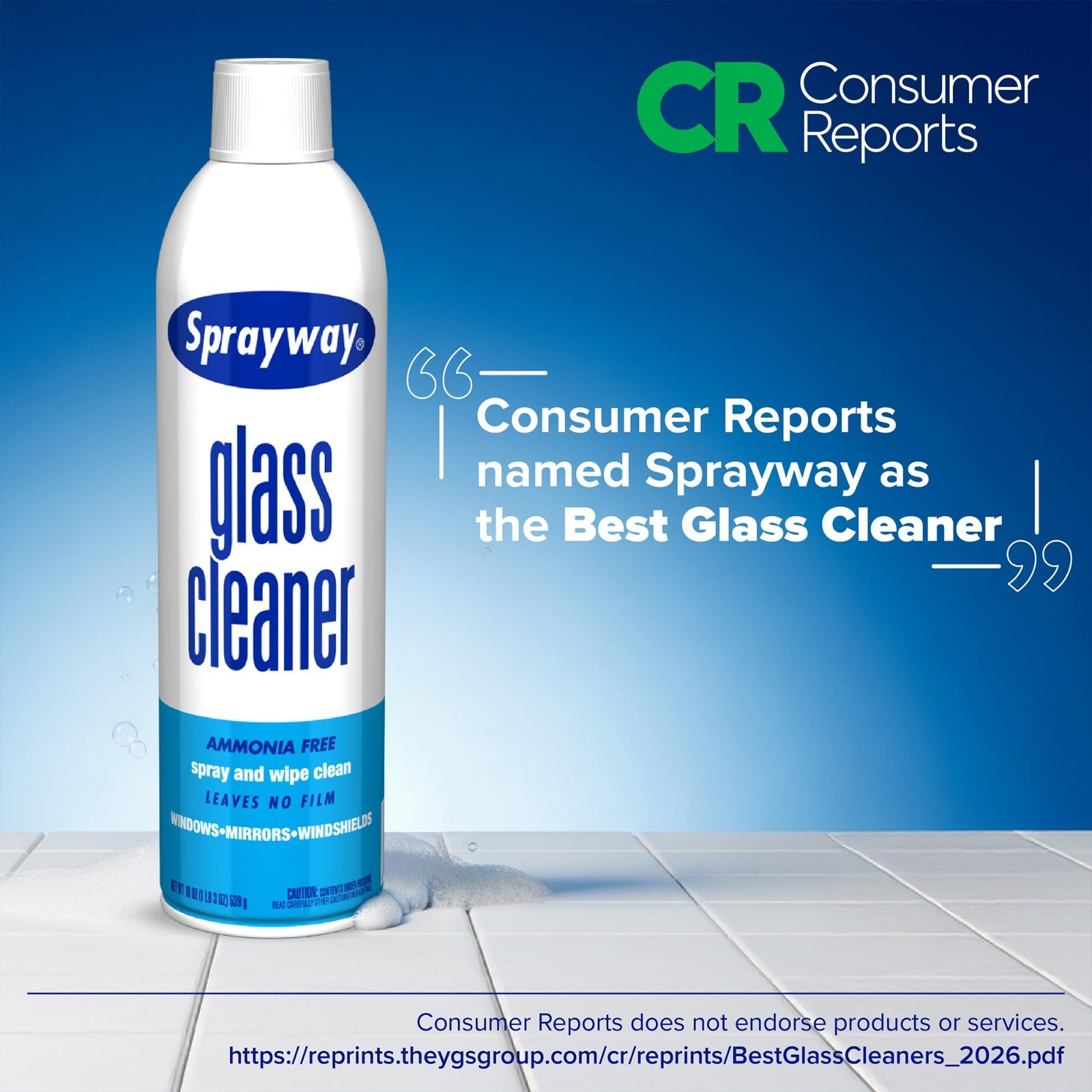 Streak-Free Foaming Glass Cleaner Spray for Home & Auto – 19 oz, Pack of 6