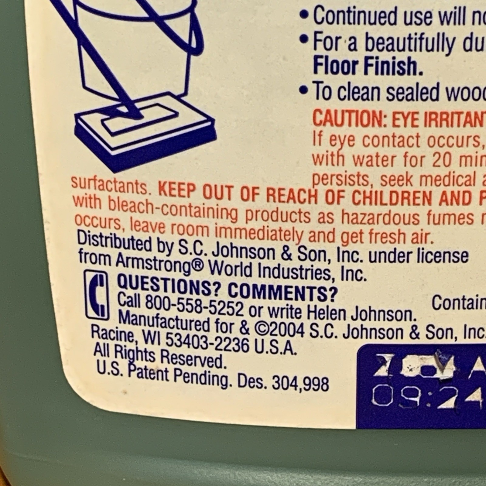 Armstrong Concentrated Floor Cleaner No Sticky Residue SC Johnson 32 Oz Citrus