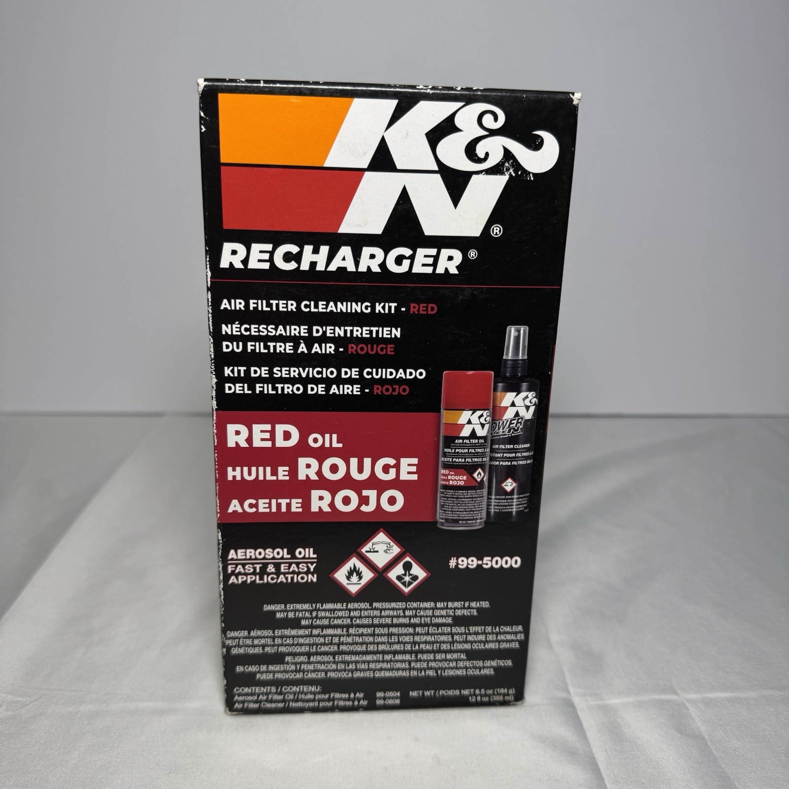 K&N Recharger Kit #99-5000 Air Filter Cleaning Kit Red
