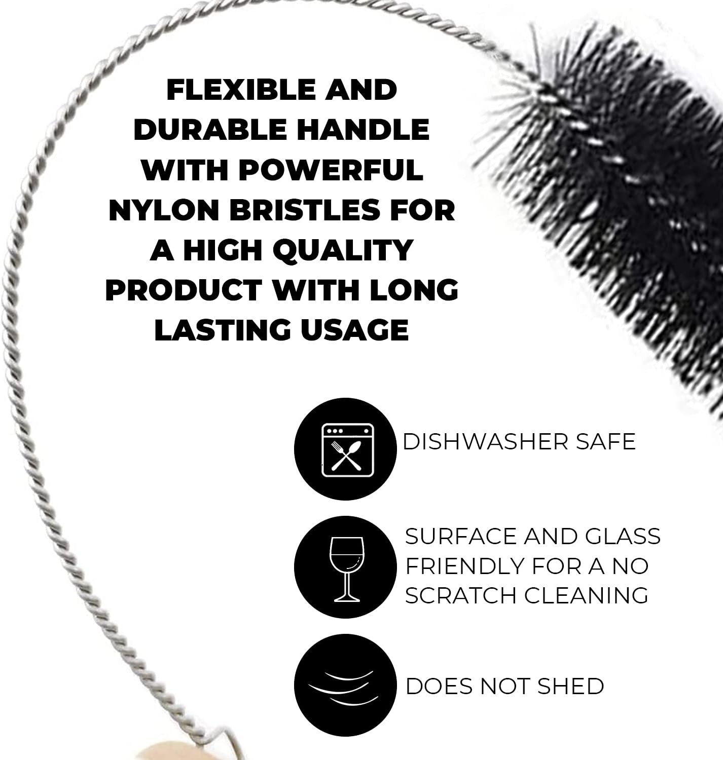 10″ Long Professional Tube Cleaning Brush Set, Large Sizes Black, 5 Pc. Kit, …