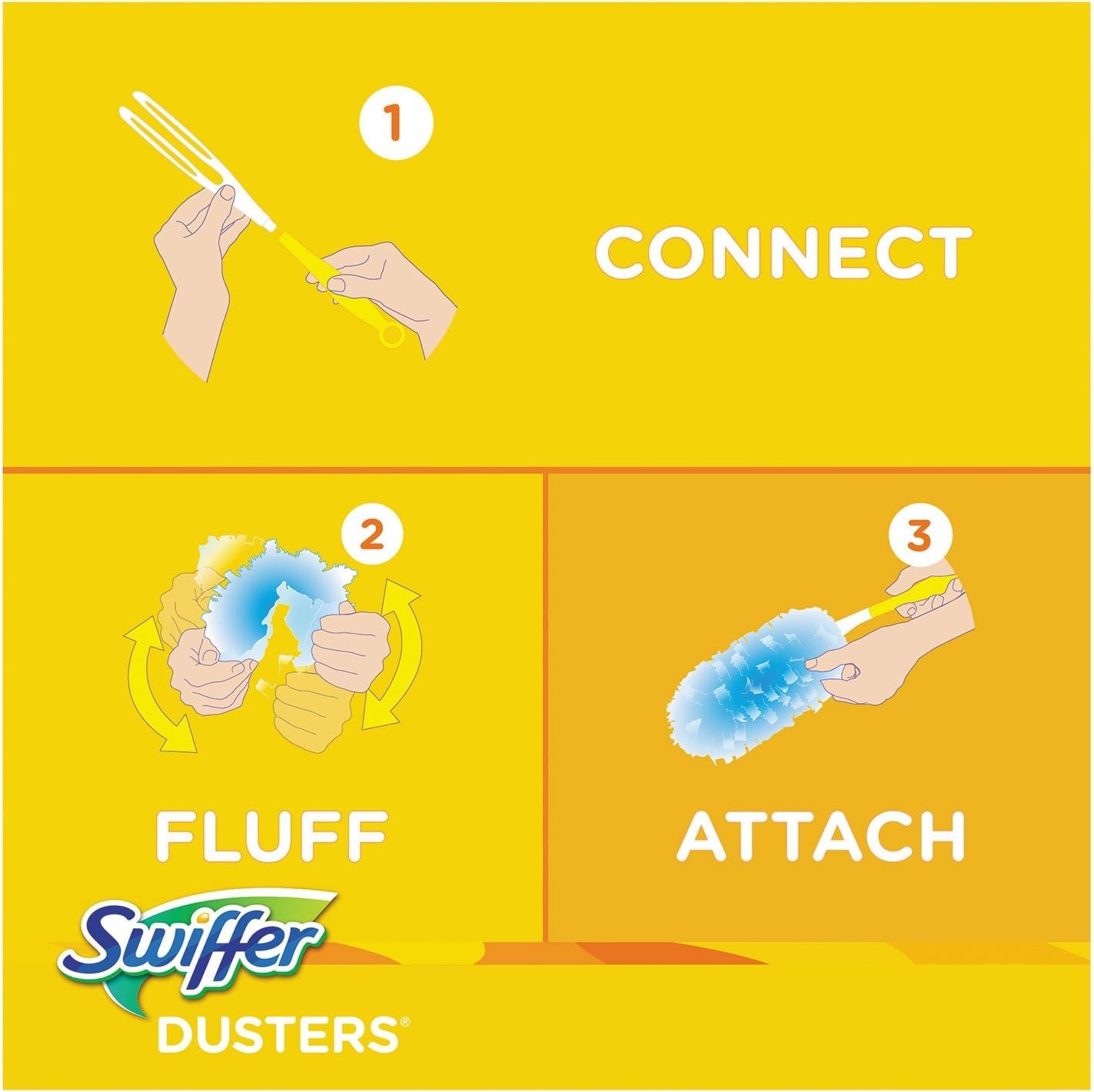 Swiffer 21620CT 360 Dusters Refill, Dust Lock Fiber, Yellow, 6/Box, 4 Box/Carton