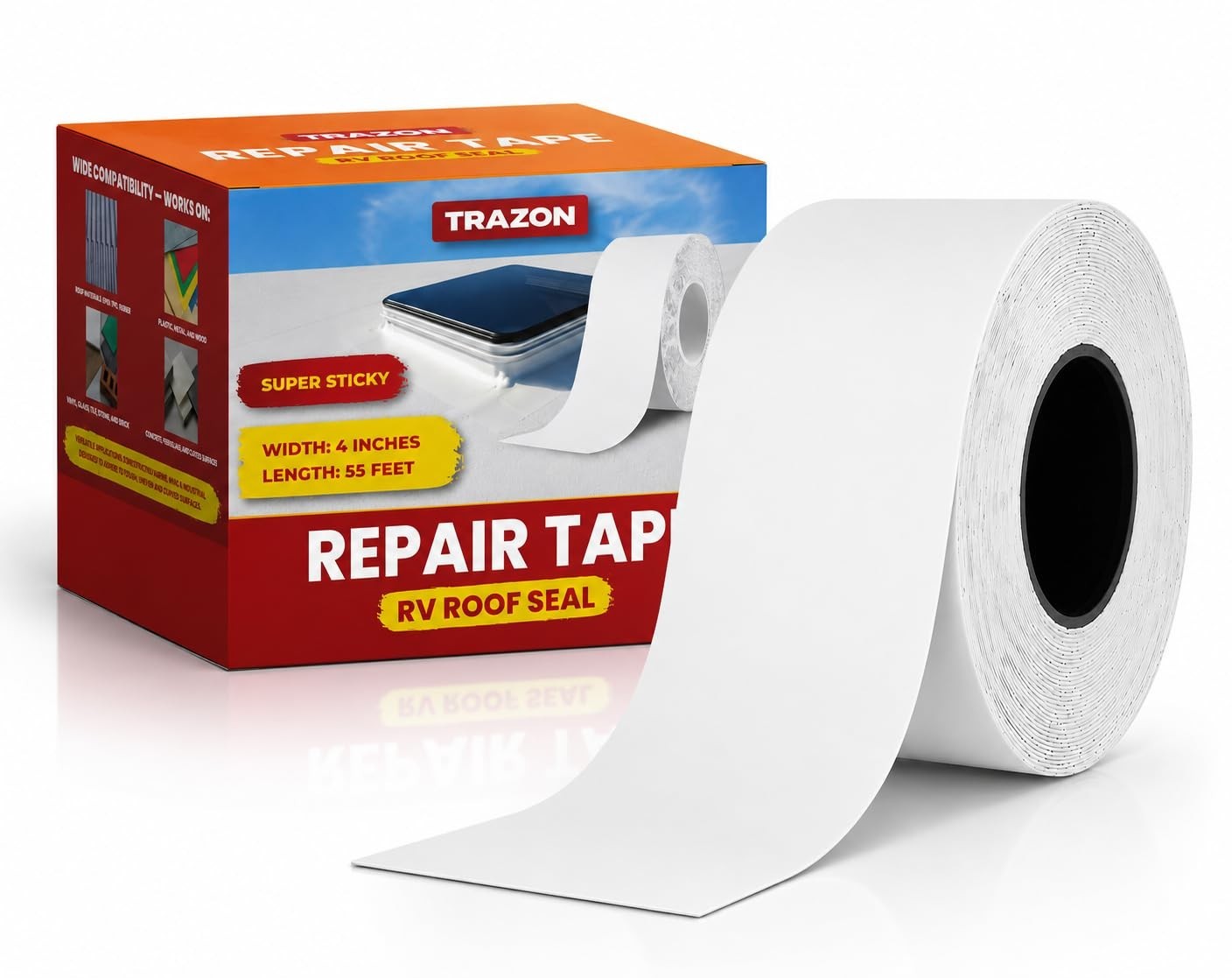 4″ x 55′ Waterproof RV Roof Seal Tape – UV Resistant Butyl Sealant for DIY Repai