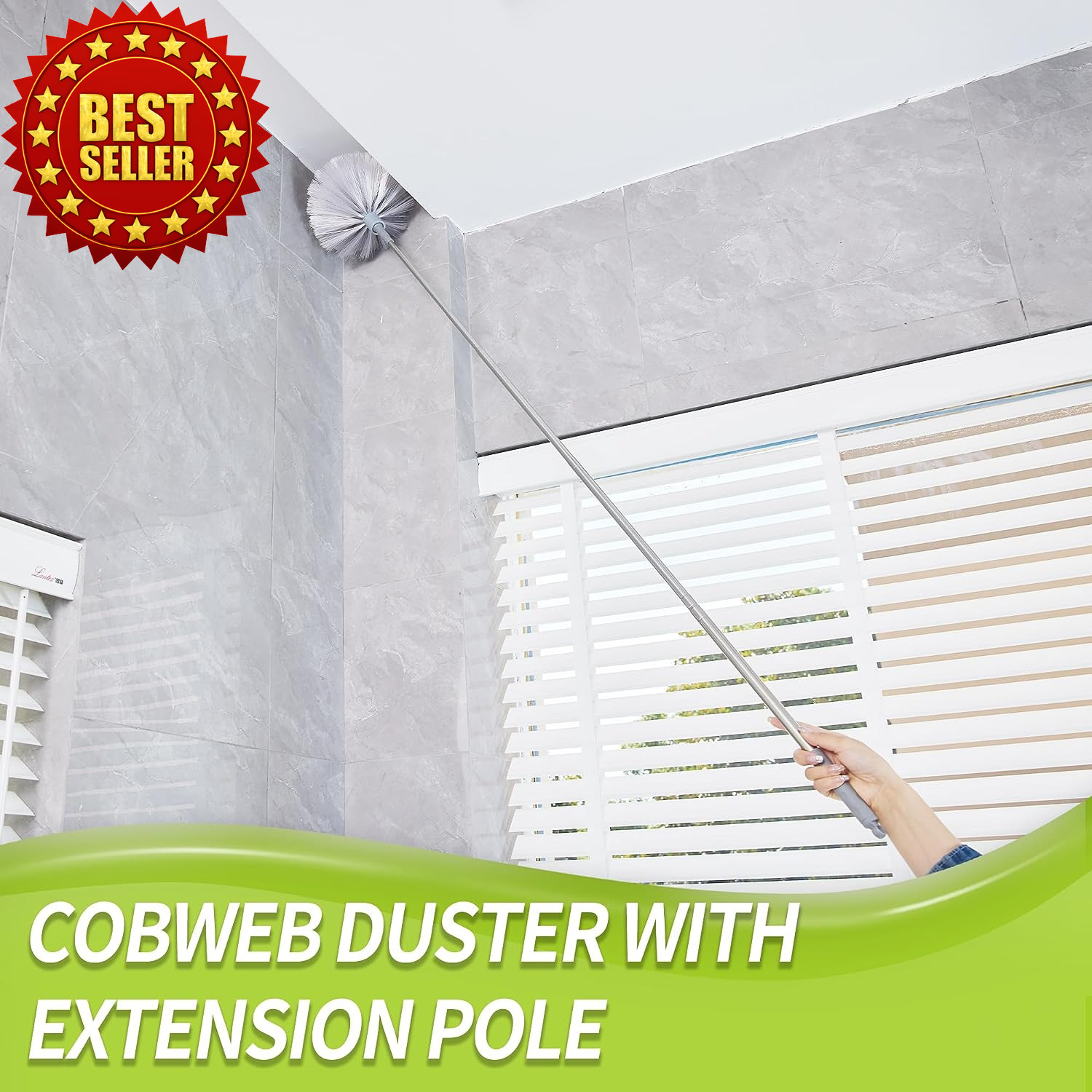IVYROLL Cobweb Duster with Extension Pole 100″ Microfiber Ceiling Cleaner