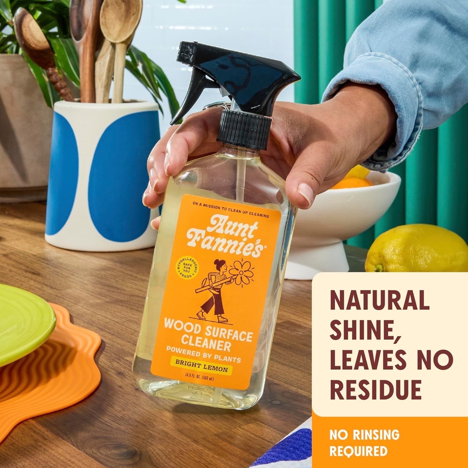 Eco-Friendly All-Purpose Wood Spray Cleaner – 16.9 Oz (Pack of 6) – Lemon Scent