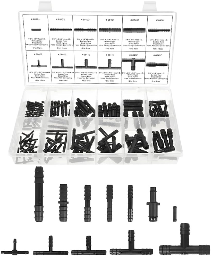 Car Vacuum Line Connector Kit Heat Resistant Reducer Vehicle Universal Fit 113PC