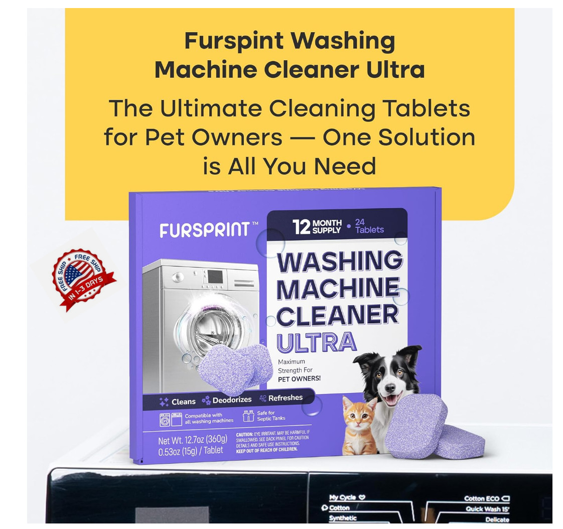 Ultra Washing Machine Cleaner Tablets 24 Pack Pet Odor HE Top Front Load
