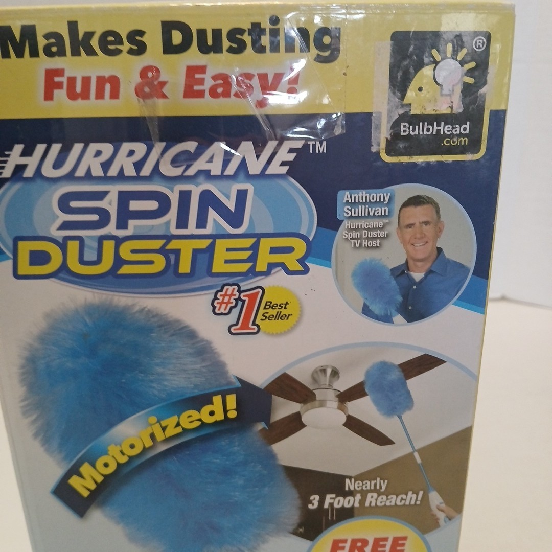 Hurricane Spin Duster Motorized Dust Wand w/3ft Extension For Ceiling Fans NIB