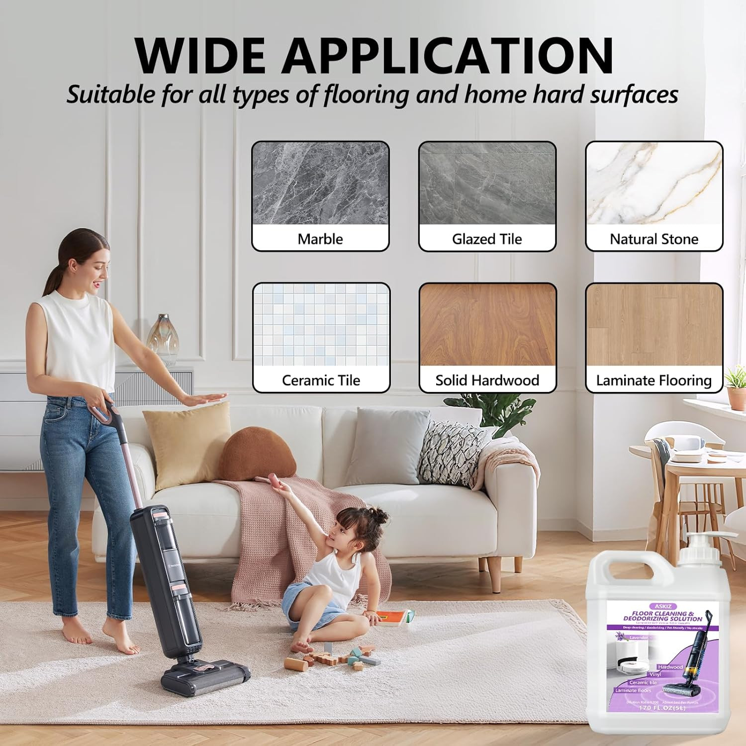 170 FL OZ Floor Cleaning Solution,Floor Cleaner for Mopping with Tineco,Deep Cle