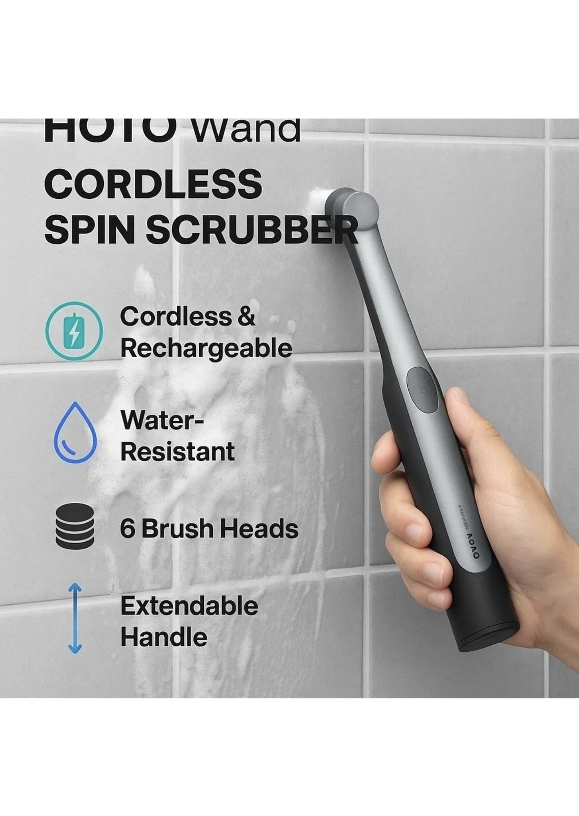 Hoto Wand Cordless Spin Scrubber NEW IN BOX