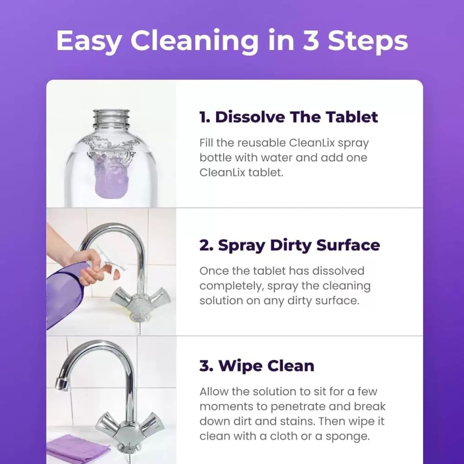 All-In-One All-Purpose Cleaner Spray with Aloe Vera – 1 Bottle + 30 Tablets