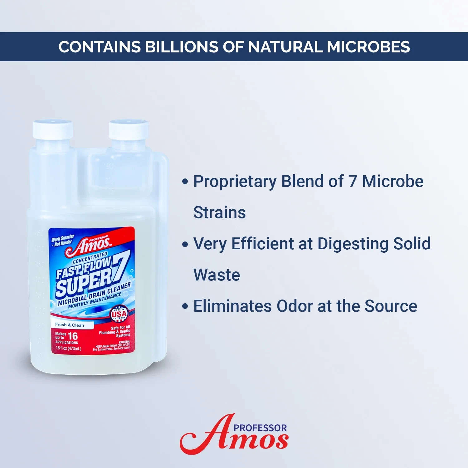 Professor Amos Fast Flow Super 7 Microbial Concentrated Drain Cleaner 16.0 Fl Oz