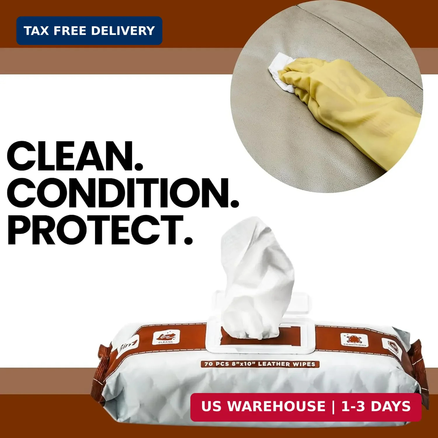 Venture Wipes Leather Cleaner Wipes – Clean, Condition, & Protect – Cleansing Wi