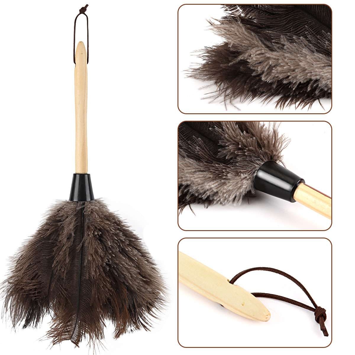 15.7″ Ostrich Feather Duster Durable Dust Collecting Cleaning Tool In Wool Shop