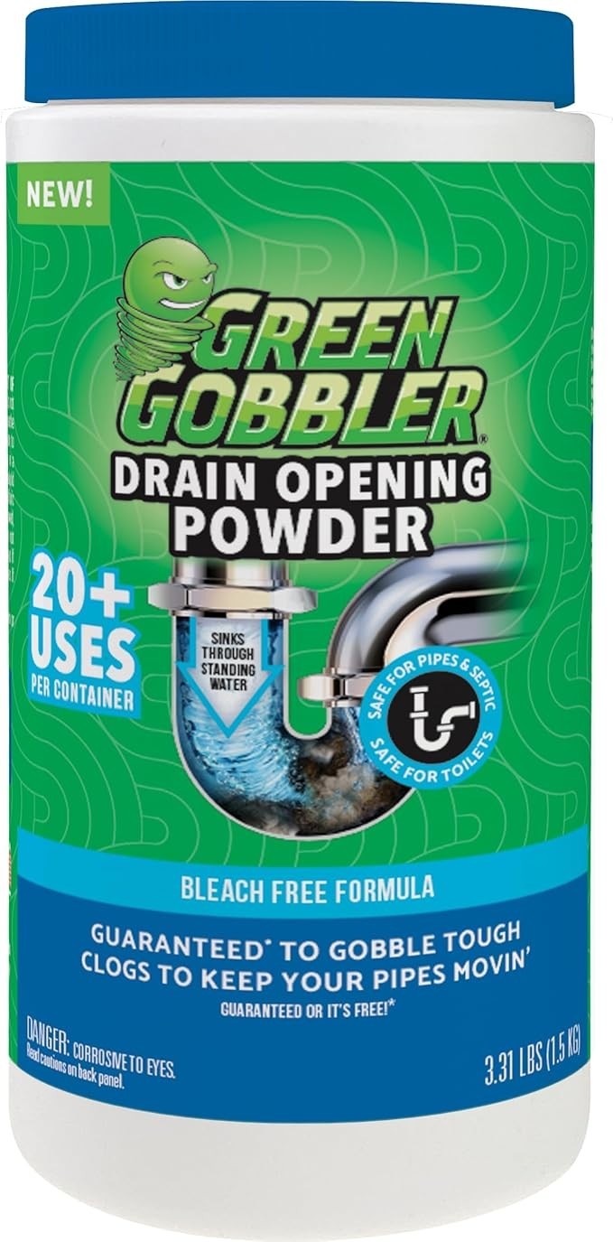 Green Gobbler Drain Opening Powder 3.31 lb Bleach Free Drain Cleaner New