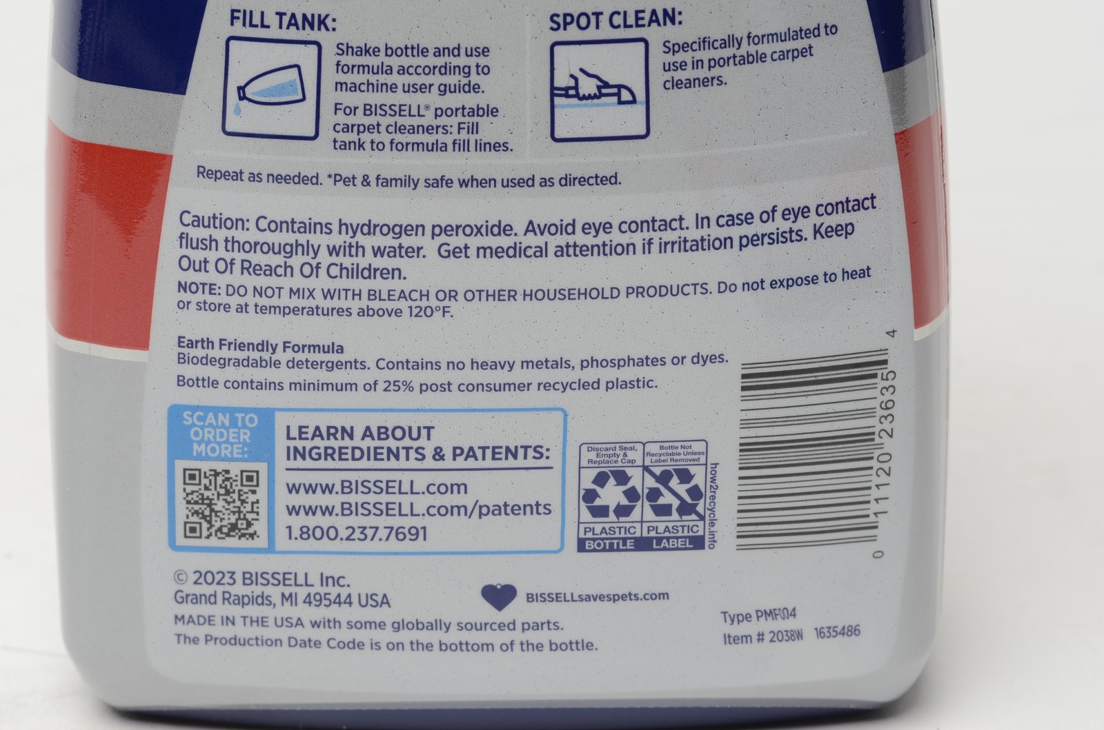 Bissell Advanced Pro Oxy Spot & Stain Formula 32oz for Portable Cleaners New