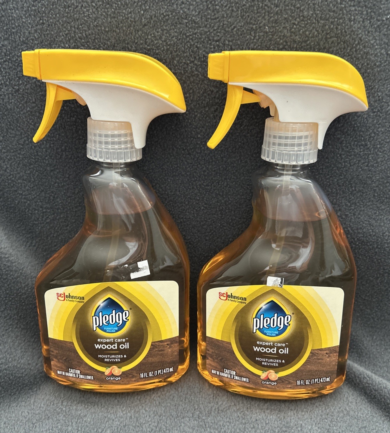 (2-Pack) PLEDGE Natural Wood Oil Furniture Conditioner RESTORING ORANGE 16 Oz