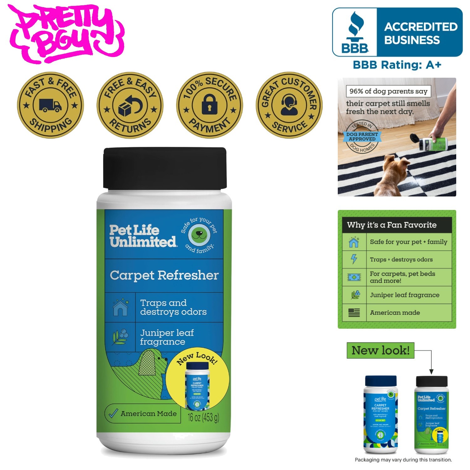 Eco-Friendly Juniper Leaf Carpet Freshener Powder, 16 oz Strong Odor Eliminator