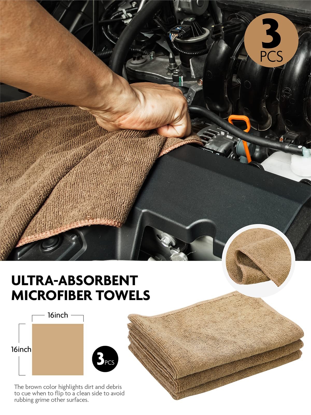 9PCS Car Interior Detailing Set, Microfiber Cloth & Applicator, Single-Head D…