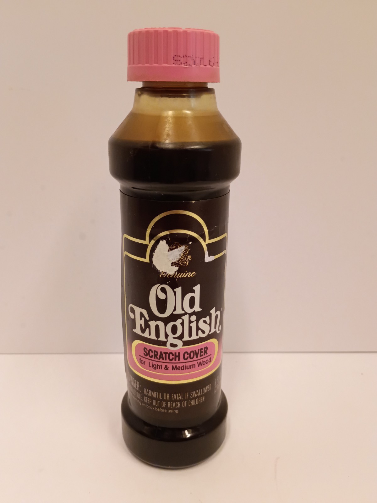 NEW! Vintage Old English Scratch Cover Light – Medium Wood 8oz Pink Lid FULL