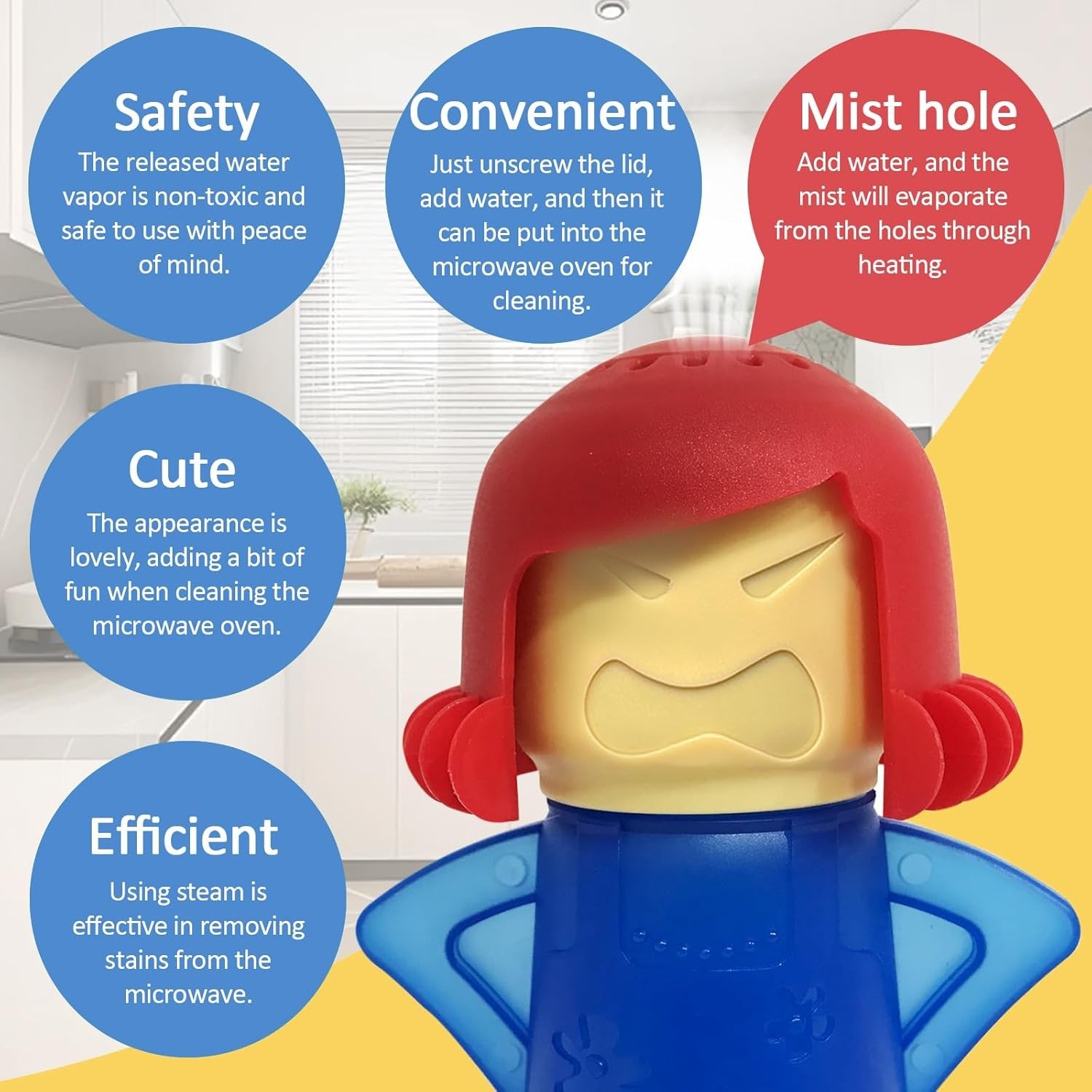 Safe and Fun Angry Mama Microwave Cleaner – Portable High-Heat Steam Tool