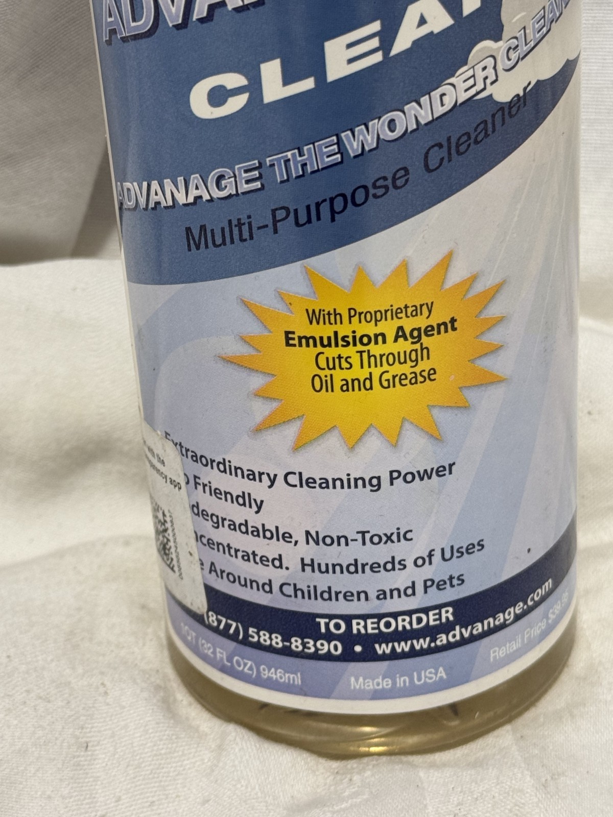 Advanage 20X Clear Multi Purpose Cleaner Ultra Concentrate Grease Stains Mold