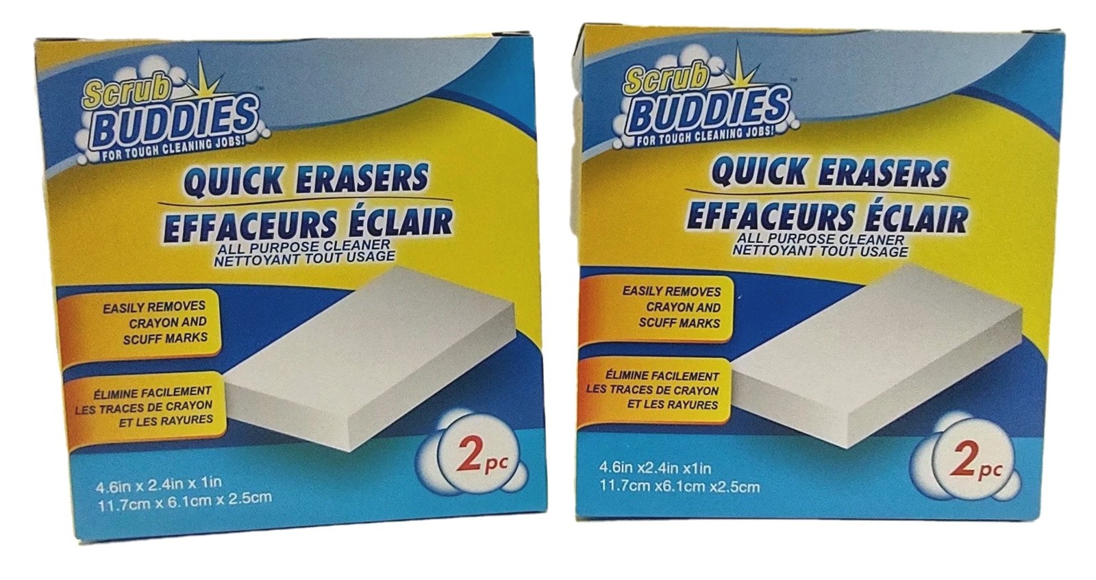 ( LOT 2 ) Scrub Buddies Quick Eraser Sponge 2-pk/Box NEW SEALED