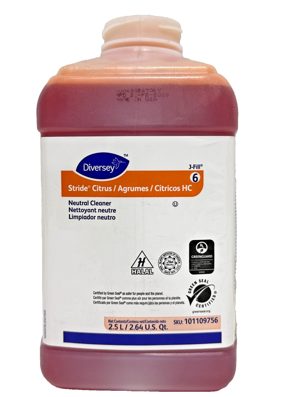 Diversey Stride HC Multipurpose Cleaner Citrus J-Fill 101109756 2.5L NEW