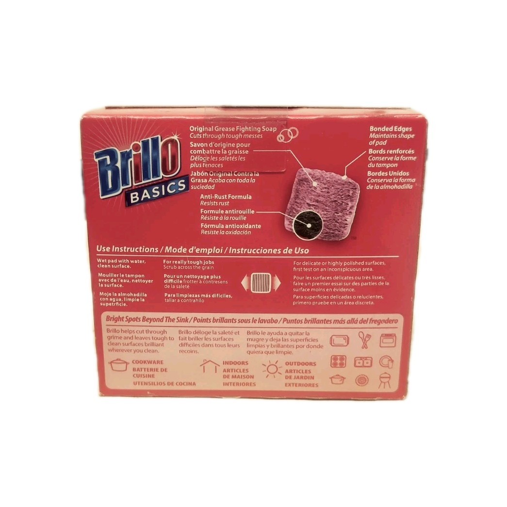 Brillo Basics Steel-Wool Soap Pads, 8-ct. 1-Box 8 Pads Total: New :Fast Ship Out