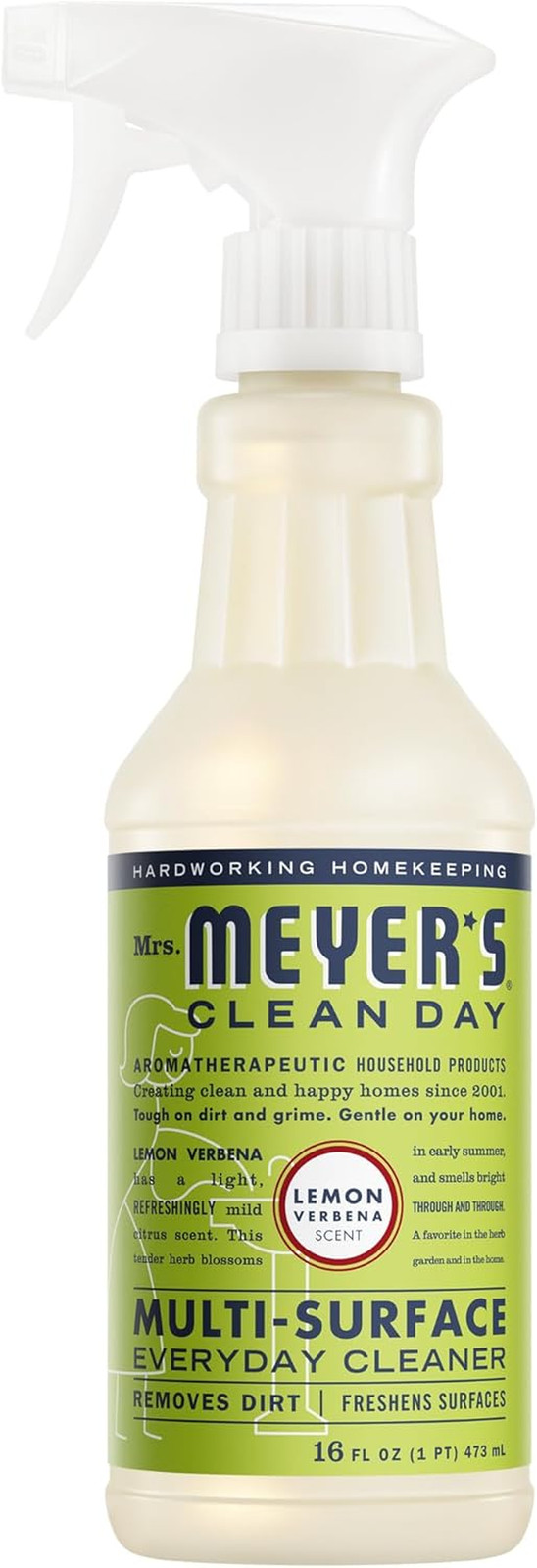 Mrs. Meyer’S Clean Day, Multi-Surface Everyday Cleaner, Lemon Verbena Scent, 16