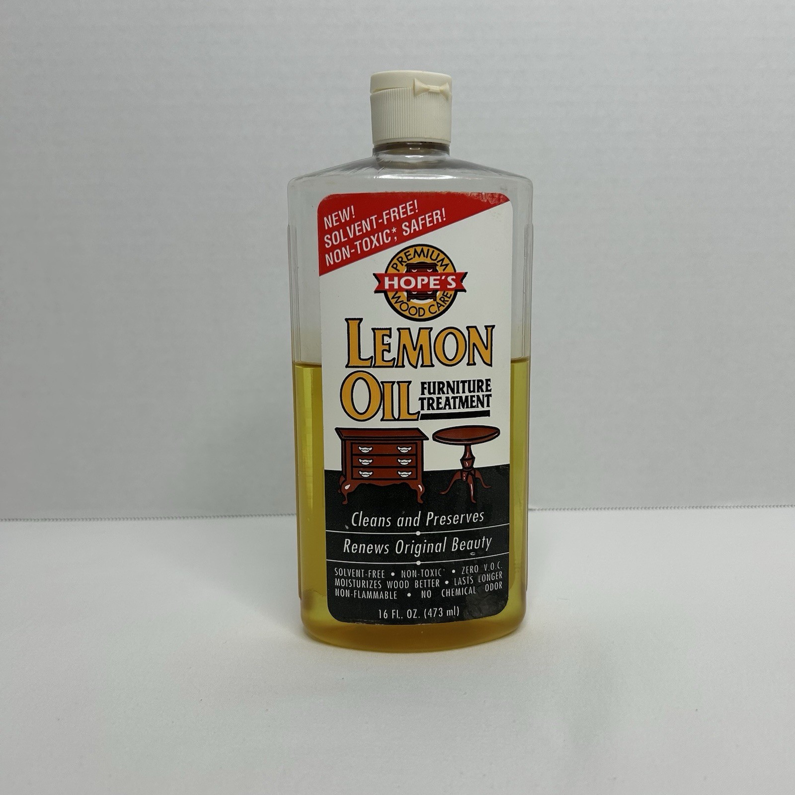 Vtg Hope’s Lemon Oil Furniture Treatment 16 oz Non-Toxic Solvent Free 1/2+ Full