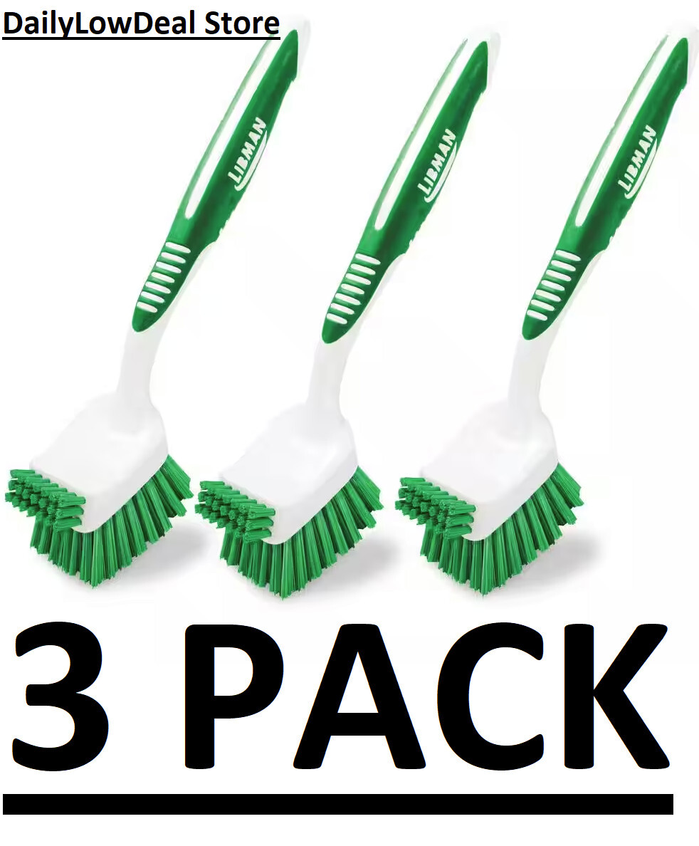 3 PACK – Big Job Kitchen Brush Non Scratch Problems Stiff Fibers