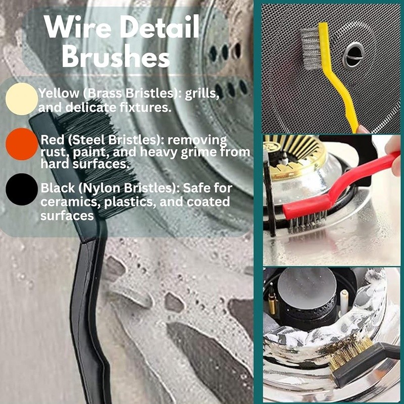 Multi-Surface Scrub Brush Set Heavy-Duty Cleaning Kitchen Bathroom Grout Tile US