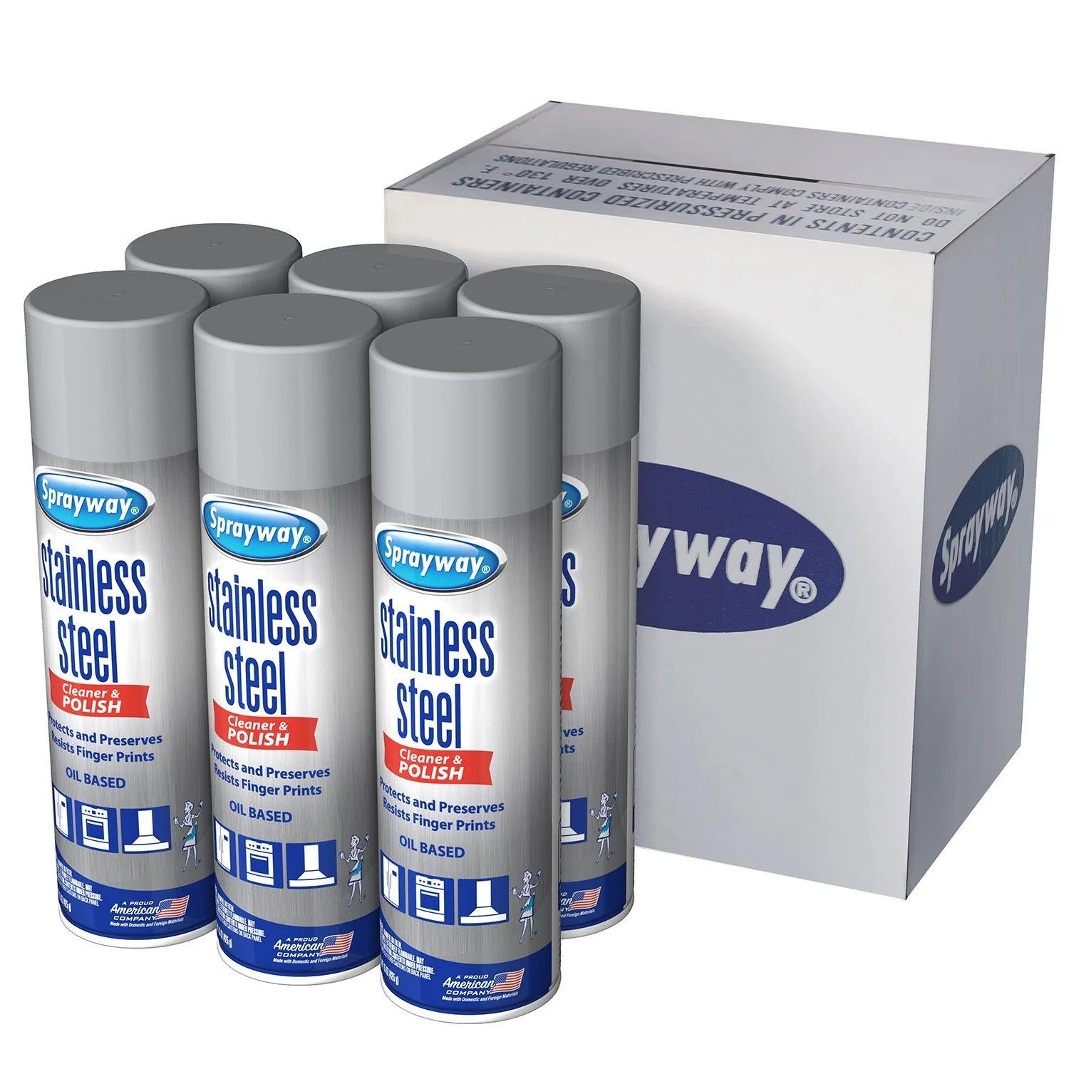 Sprayway Stainless Steel Cleaner and Polisher (15 oz), Choose Your 6/12 Pack.