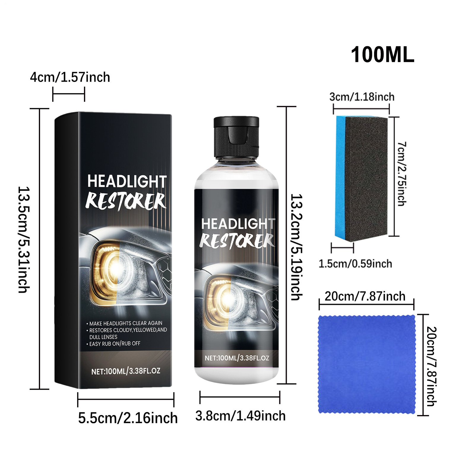 Car Headlight Polish Repair Fluid – Scratch Removal & Lens Renovation Cleaner`
