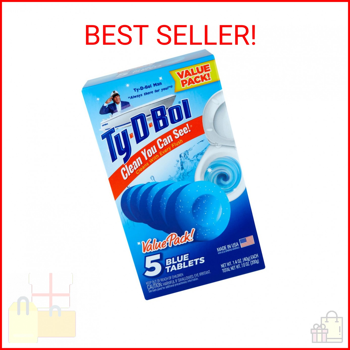 Ty-D-Bol, Blue Toilet Bowl Cleaner Tablets, 5 Count