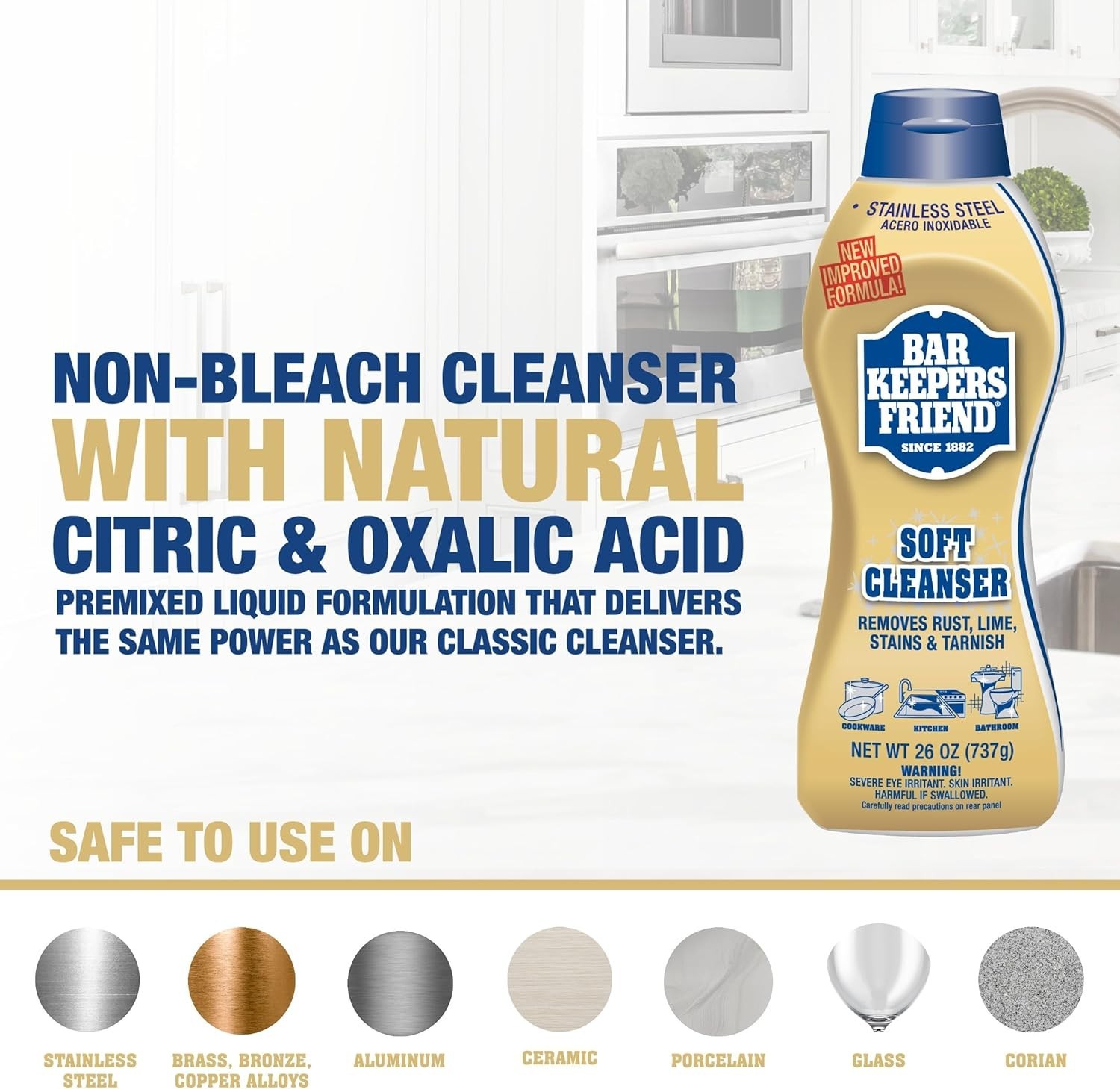 Bar Keepers Friend Soft Cleanser (26 oz) MORE Spray + Foam (25.4 oz) Multipurpos