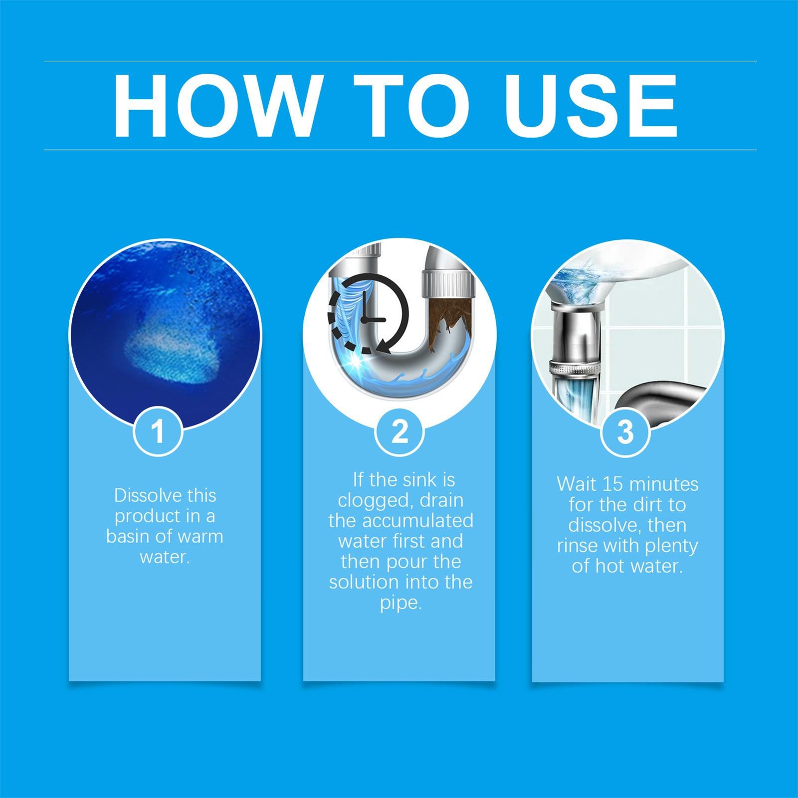 Sink Cleaner Tablets Effervescent Drain Clogs Remover Tablets Toilet Cleaning