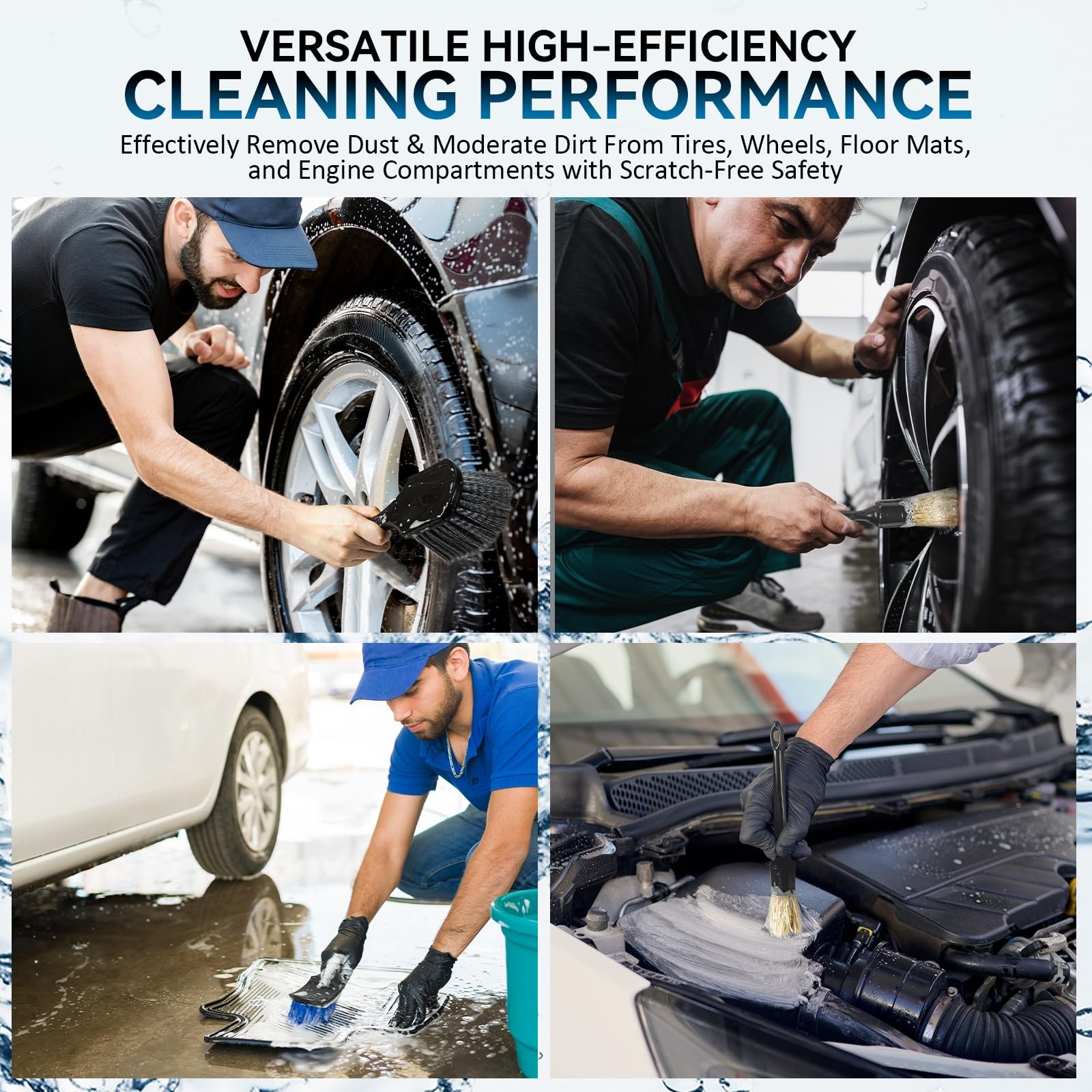 Eomarce Premium Wheel & Tire Brushes: Safe for All Vehicle Detailing