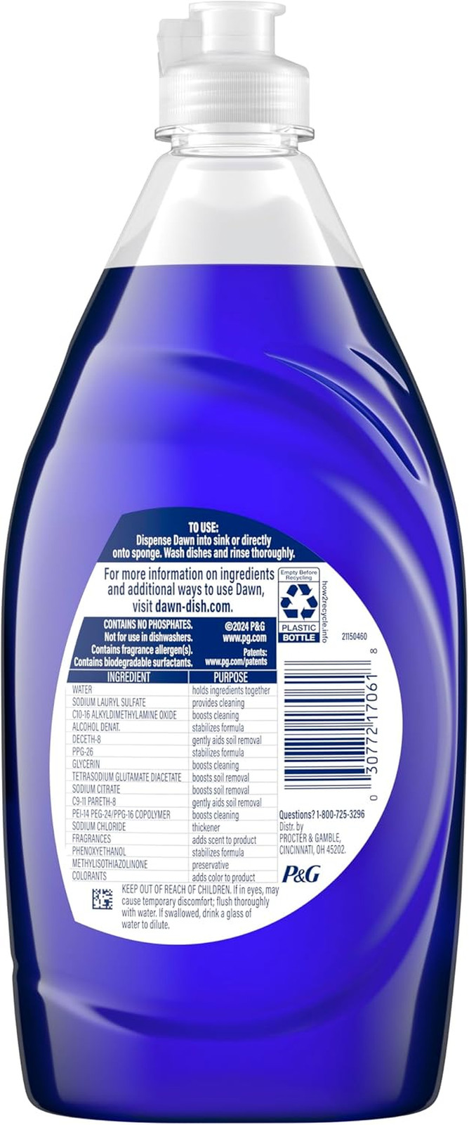 Platinum Dish Soap, Fresh Rain Scent Liquid Dishwashing Detergent, Powerful Dis