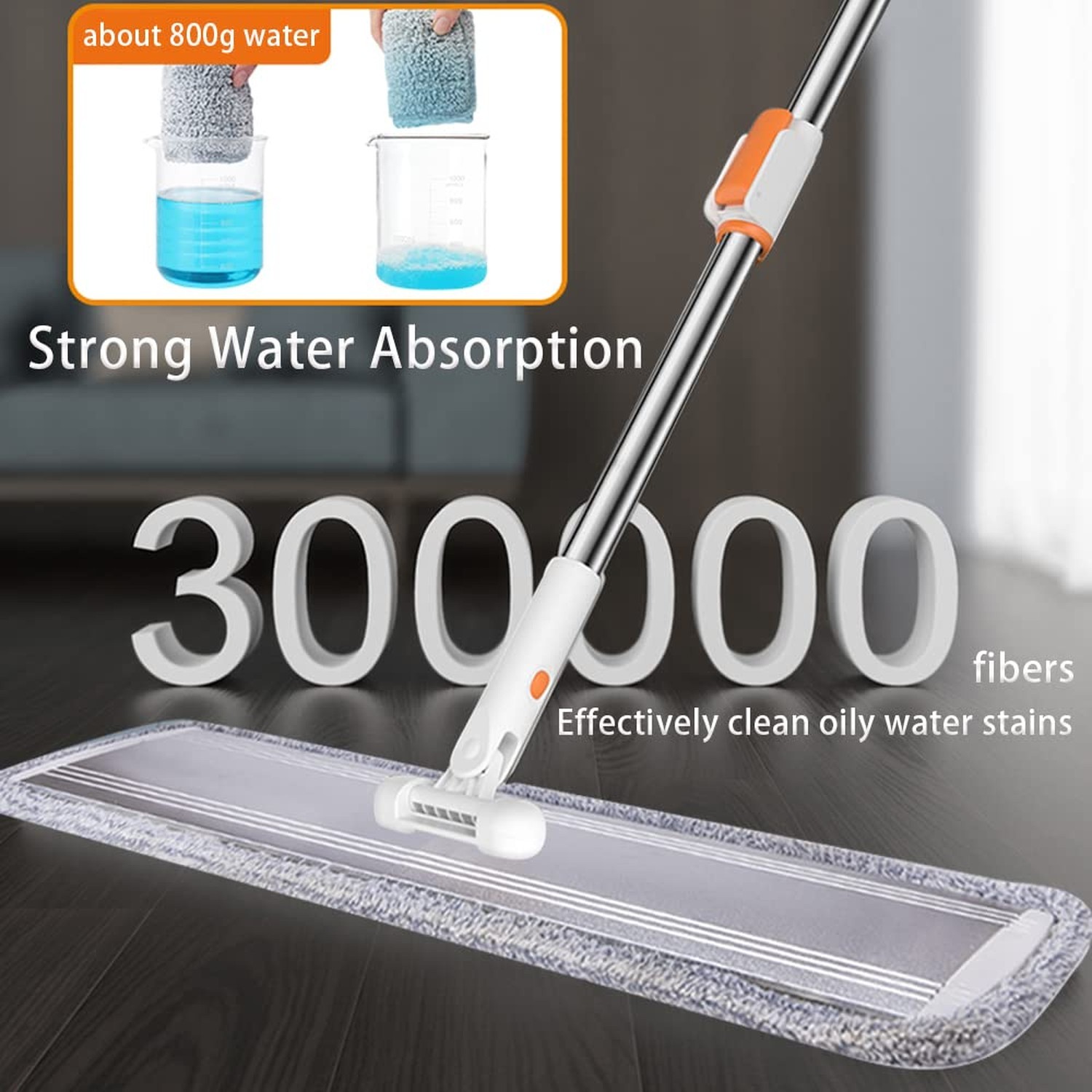 Microfiber Flat Mop 32 in Large Mops for Floor Cleaning Commercial Dust Dry W…